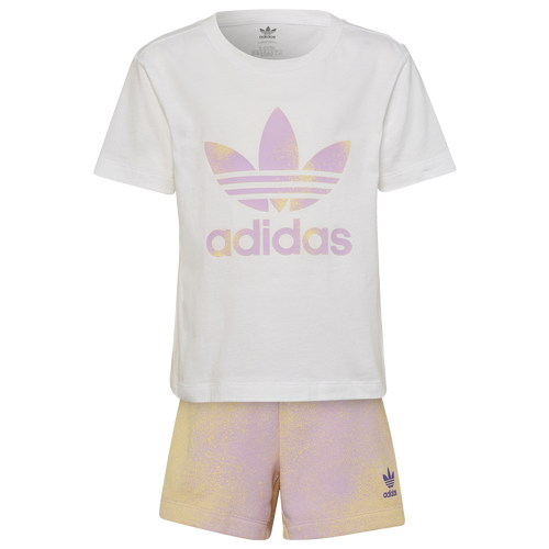 

adidas Originals Girls adidas Originals T-Shirt and Shorts Set - Girls' Preschool White/Purple Size 7