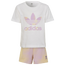 adidas T-Shirt and Shorts Set - Girls' Preschool White/Purple