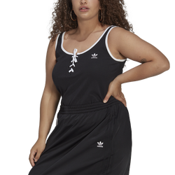Women's - adidas Plus Sized Laced Tank Top - Black