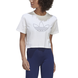 Women's - adidas Cropped T-Shirt - White/Red