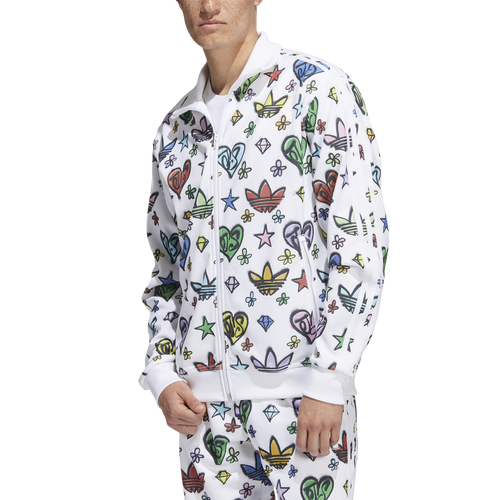 

adidas Mens adidas Fire Track Top - Mens White/Multi Size M