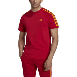Men's - adidas Originals 3-Stripes T-Shirt - Power Red/Power Red/Gold