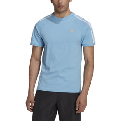Men's - adidas Originals 3-Stripes T-Shirt - Light Blue/Gold Metallic