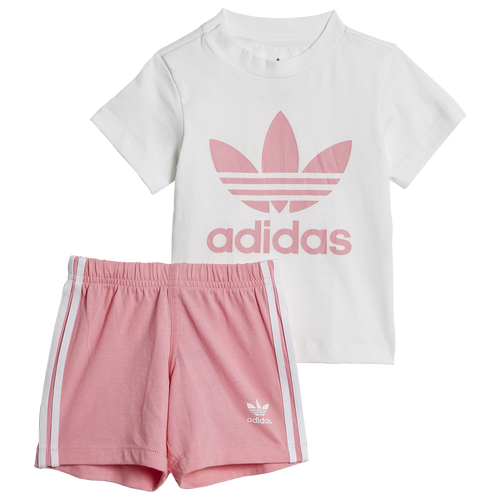 Adidas Originals Boys  Shorts & T-shirt Set In White/pink