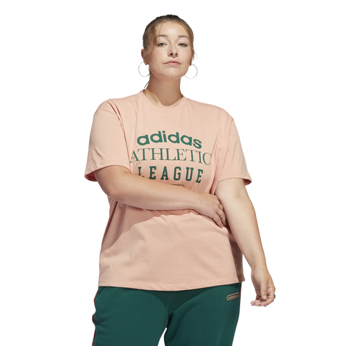 Adidas Originals Plus Size Vintage Sport Boyfriend T-shirt In Tan/green