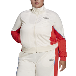 Women's - Plus Size - adidas Originals Adicolor Firebird Track Jacket - White/Red