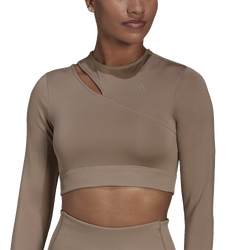 Women's - adidas Hyperglm Longsleeve Top - Brown/Brown