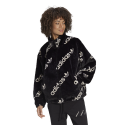 Women's - adidas Originals Logo Fur Jacket - Black/White