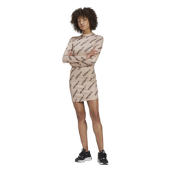 Women's - adidas Originals Long Sleeve Dress - Tan/Black