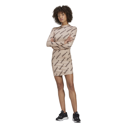 

adidas Originals Womens adidas Originals Long Sleeve Dress - Womens Tan/Black Size M