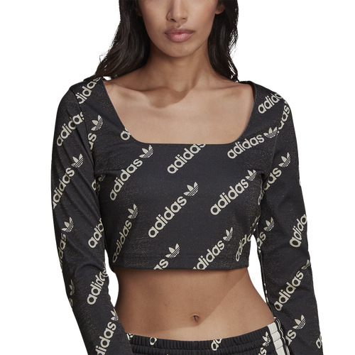 

adidas Originals Womens adidas Originals Long Sleeve Crop Top - Womens Black/White Size M