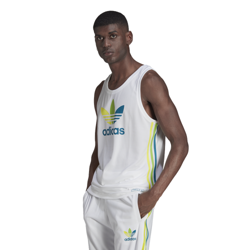 MENS - adidas Originals Chile 20 Holographic 3S Tank - White/Yellow Green