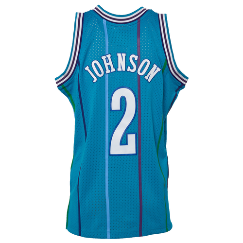 

Mitchell & Ness Mens Larry Johnson Mitchell & Ness Hornets Swingman Jersey - Mens Teal Size L