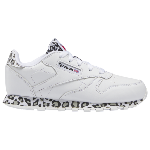 

Reebok Girls Reebok Classic Leather Leopard - Girls' Preschool Shoes White/Black Size 03.0