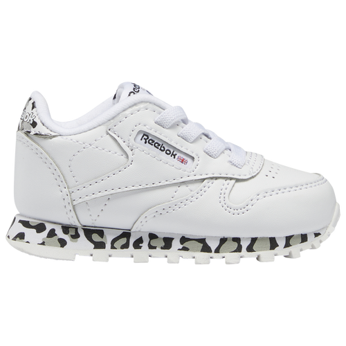 

Reebok Girls Reebok Classic Leather Leopard - Girls' Toddler Running Shoes White/Black Size 10.0