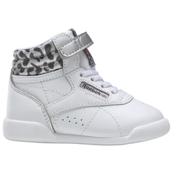 Girls' Toddler - Reebok Freestyle HI Snow Leopard - White/Black/Gray