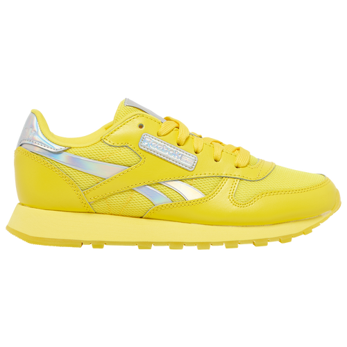 

Girls Reebok Reebok Classic Leather - Girls' Grade School Running Shoe Yellow/Silver Size 05.5