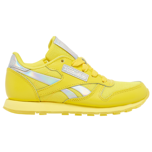 

Reebok Girls Reebok Classic Leather - Girls' Preschool Running Shoes Yellow/Silver Size 02.5