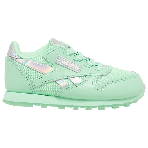 

Girls Reebok Reebok Classic Leather - Girls' Toddler Shoe Mint/Silver Size 06.0