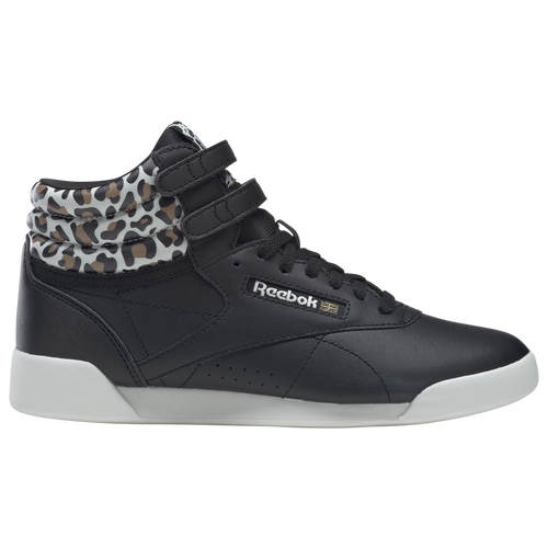 

Reebok Girls Reebok Freestyle High Leopard - Girls' Grade School Basketball Shoes Black/Beige Tan Size 5.0