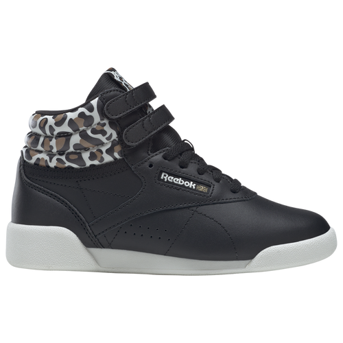 

Reebok Girls Reebok Freestyle High Leopard - Girls' Preschool Shoes Black/Beige/Tan Size 11.0