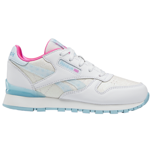 

Girls Preschool Reebok Reebok Classic Leather Step N Flash - Girls' Preschool Shoe Ftwr White/Ftwr White/Digital Blue Size 11.0