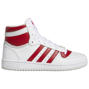 Red and white hot sale high top adidas