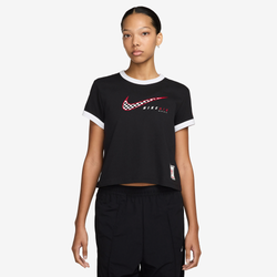 Women's - Nike Club Moto Short Sleeve T-Shirt - Black/Multi