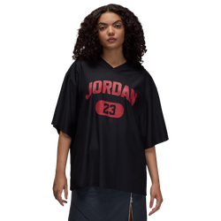 Women's - Jordan Brooklyn SS Mesh Jersey Top - Black/Gym Red