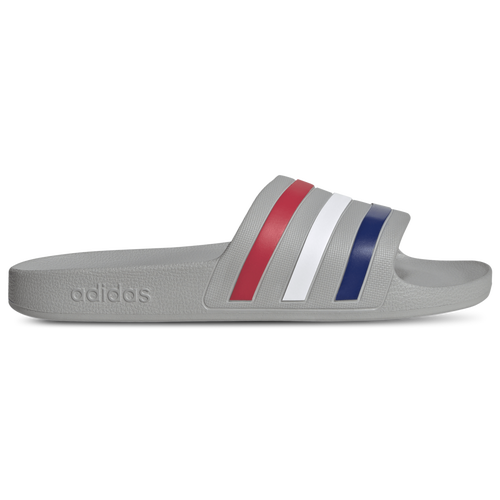 MENS - adidas Adilette Aqua Slides - Grey Two/Pure Ruby Mystery Ink