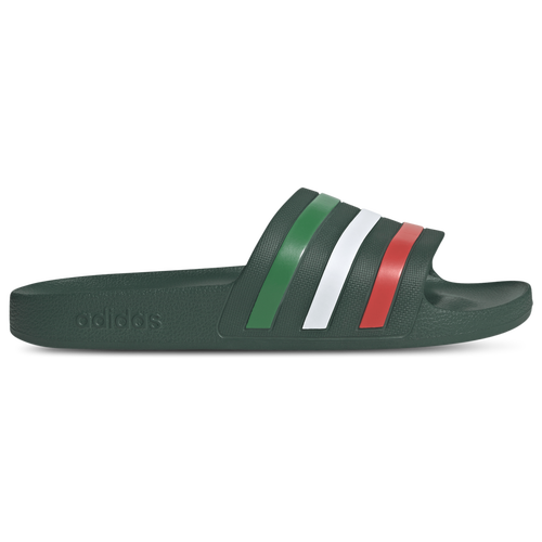 MENS - adidas Adilette Aqua Slides - Team Dark Green/Bright Red Ftwr White