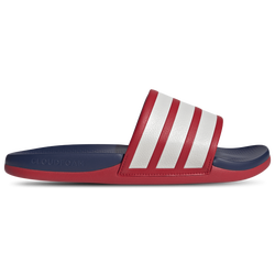 Men's - adidas adilette Comfort 2.0 Slides - Crystal White/Dark Blue/Better Scarlet