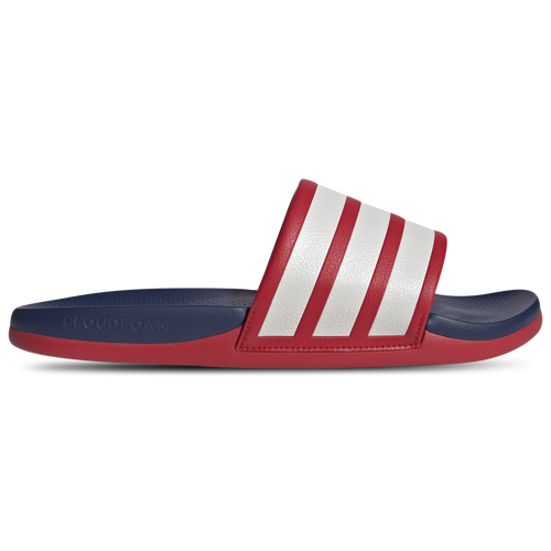  - adidas adilette Comfort 2.0 Slides - Crystal White/Dark Blue Better Scarlet