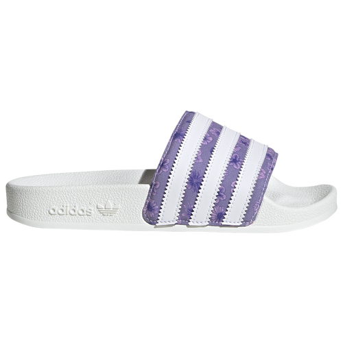 

Girls adidas adidas Adilette Slides - Girls' Grade School Shoe Purple/White Size 05.0