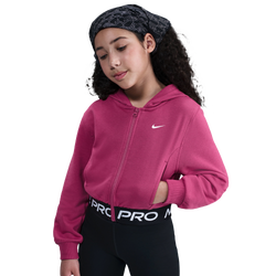 Girls' Grade School - Nike NP Dri-FIT Full Zip Fleece Hoodie - Pink/White