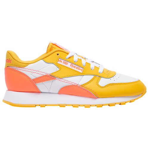 

Boys Reebok Reebok Classic Leather Shift - Boys' Grade School Basketball Shoe Yellow/White/Orange Size 04.0