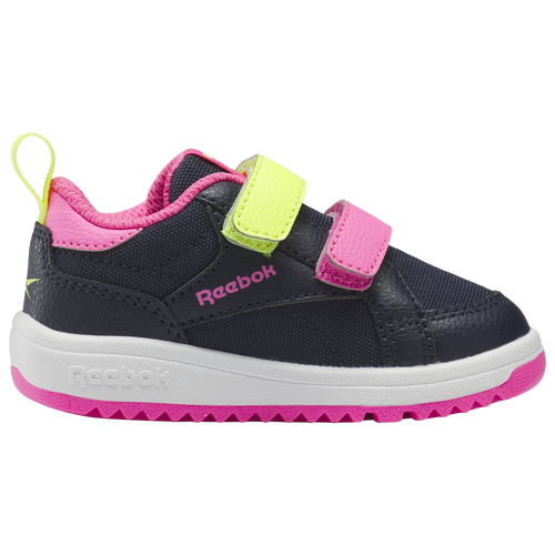 

Boys Reebok Reebok Weebok Clasp Low - Boys' Toddler Running Shoe Vector Navy/Atomic Pink/Solar Acid Yellow Size 04.0