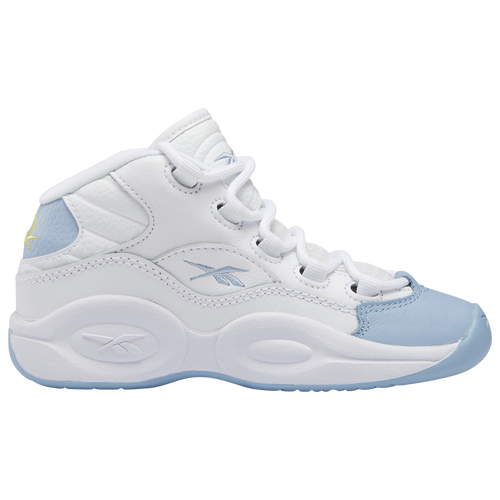 

Reebok Boys Reebok Question Mid - Boys' Preschool Shoes White/Blue Size 02.0