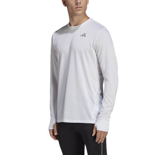 

adidas Mens adidas Own The Run Long Sleeve T-Shirt - Mens White Size XXL