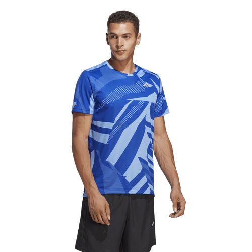 

adidas Mens adidas Own The Run AOP Seasonal T-Shirt - Mens Lucid Blue/Blue Fusion Size XL
