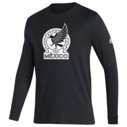 Men's - adidas Mexico National Mono Crest Long Sleeve T-Shirt - Black/White