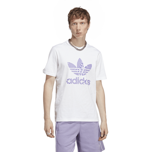 Adidas Originals Mens  Trefoil T-shirt In White/purple