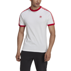 Men's - adidas Originals 3-Stripes T-Shirt - White/Scarlet