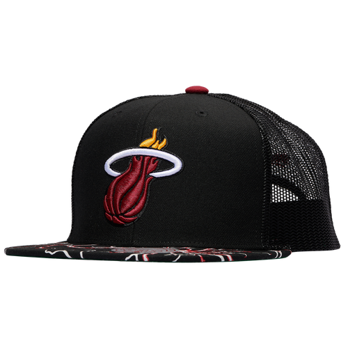 

Mitchell & Ness Mens Miami Heat Mitchell & Ness Heat Storm Season Trucker Hat - Mens Black/Black Size One Size