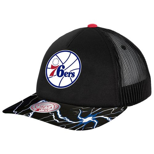 

Mitchell & Ness Mens Philadelphia 76ers Mitchell & Ness 76ers Storm Season Trucker Hat - Mens Black/Black Size One Size