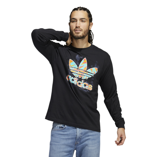 

adidas Originals adidas Originals Trefoil Scribble Long Sleeve T-Shirt - Mens Black/Blue/Red Size XXL