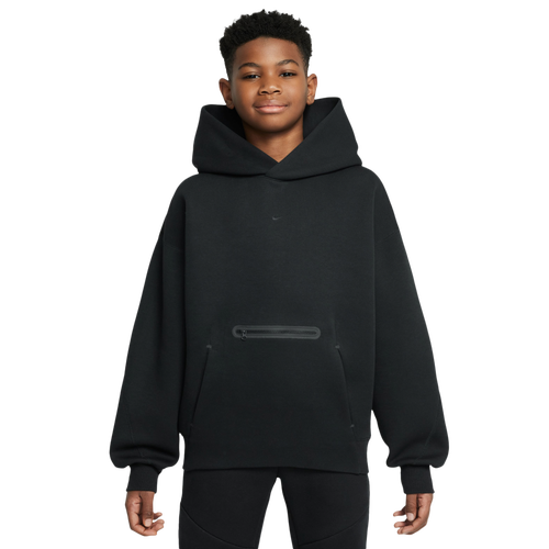 BOYS - Nike NSW Tech Fleece Oversized Pullover Hoodie - Black