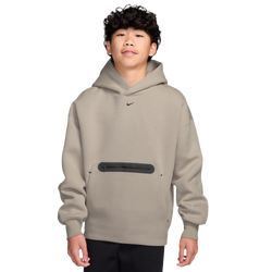 Boys' Grade School - Nike NSW Tech Fleece Oversized Pullover Hoodie - Beige/Black