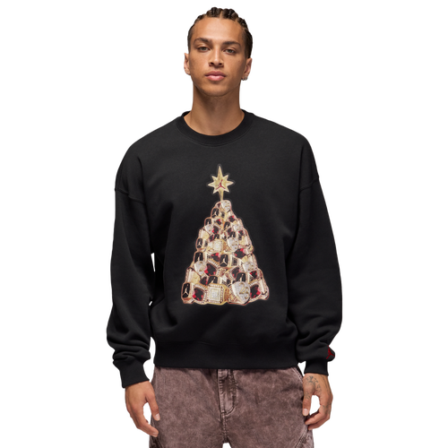 Jordan Brooklyn Holiday Fleece Crew - Jordan Black/Gym Red