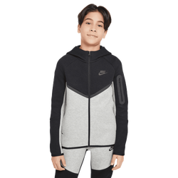 Boys' Grade School - Nike Tech Fleece Full-Zip - Dark Grey Heather/Black